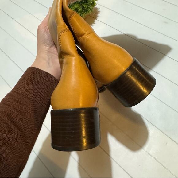 Alto Gradimento Tan Brown Leather Western Boho Knee High Boots Size 9.5 - Picture 4 of 8